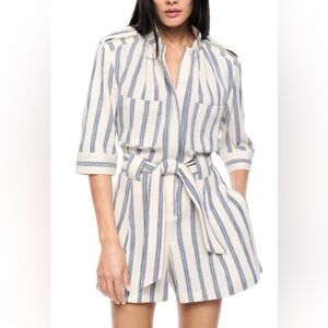 SMYTHE Exclusive Utility Striped Cotton Romper
